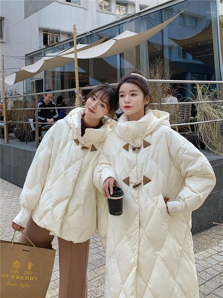 

women 2020 winter new fashion hooded long sleeve solid color cotton-padded warm loose jacket female casual parka outerwear s2021, Black