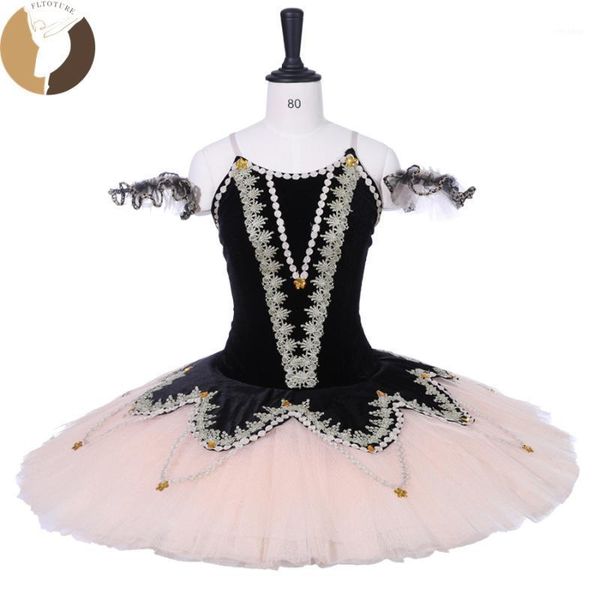 

fltoture women professional ballet tutus black/pink pancake skirt ct9204 child ballet competition dance costumes custom made1, Black;red