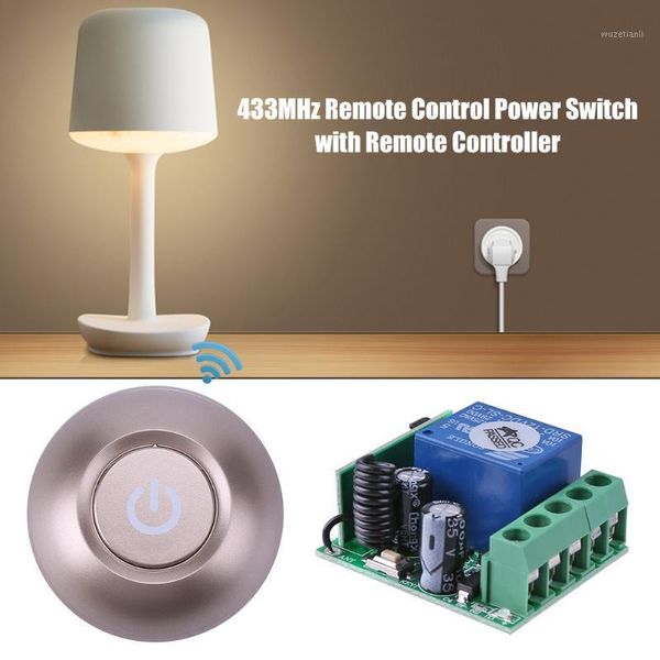 

multi-functional 433mhz convenient practical durable rf wireless switch 12v 1-ch receiver + self-powered round remote control1