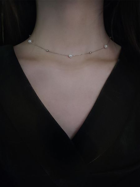 

choker female pearl neck necklace literature and art 925 silver simple stars all over the sky