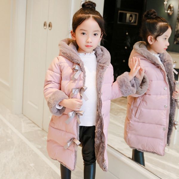 

olekid autumn winter jacket for girls plus velvet warm long girl parka 3-11 years teenage girl coat baby snowsuit outerwear 201109, Blue;gray