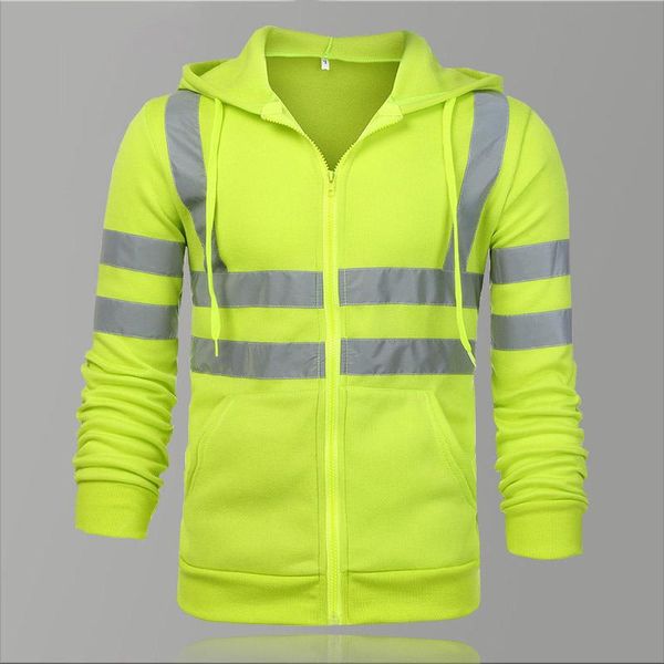 

2020 workwear male men winter hoodie zipper sweatshirts for fleece hoodies reflective black hoody lspgd