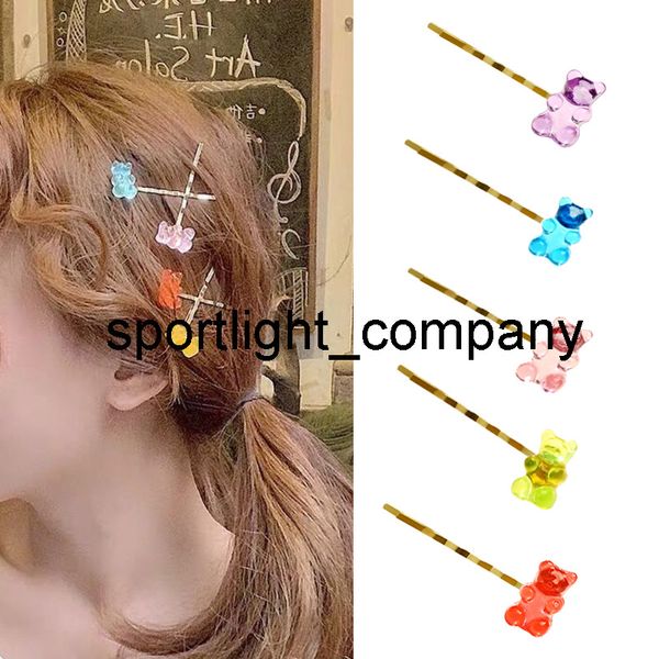 

fashion 1pc jelly bear colorful fashion hair clip barrette headwear girls women korea candy color hairpin duckbill clip in stock, Slivery;white