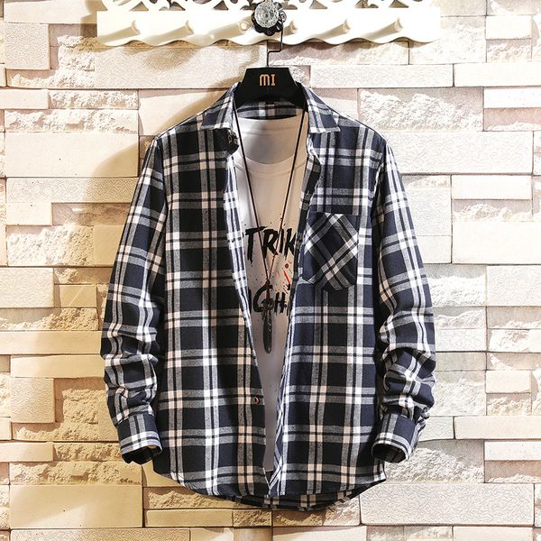 

marchwind mens yellow long sleeve buffalo fashion korean flannel shirts 4xl men hip hop streetwear clothes jacket, Black;brown