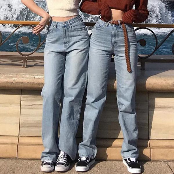 

baggy jeans denim brand korean mom jeans high waist vintage boyfriend jeans for women pants wide leg fashion loose trousers lady, Blue