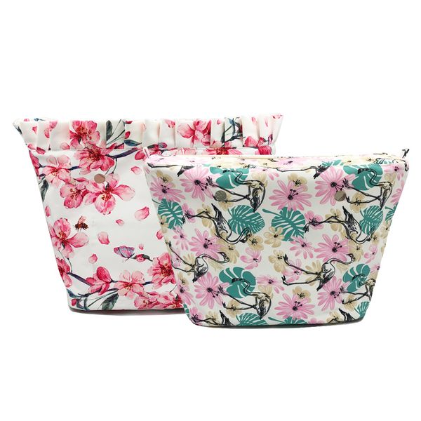 

classic mini floral border lining for o bag women bag colorful print inner zipper pocket for obag insert waterproof coating