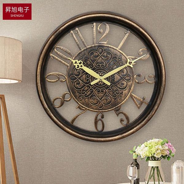 

round nordic large office wall clock living room silent industrial antique digital wall clock vintage zegar home decor bw50wc