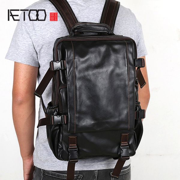 

hbp aetoo original travel leather backpack male retro handmade first layer leather backpack casual business computer bag female scho