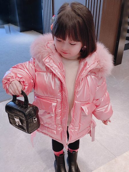 

girls wear 2020 new down padded bright leather children's cotton clothes net red baby winter foreign, Blue;gray