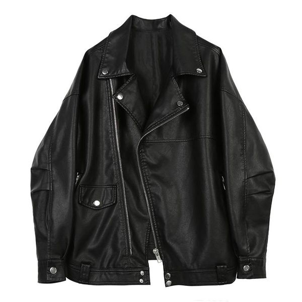 

2020 new women pu leather jacket soft motorcycle jacket faux leather women black punk fashion female loose biker coat