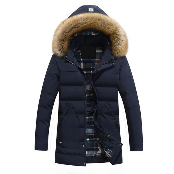 

new winter men hooded thick warm parkas coat fur collar windproof casual men clothes jacket coat, Black