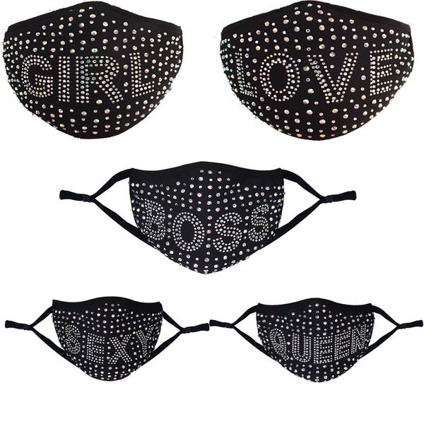 

boss fashion colorful face mask queen mesh masks bling diamond party mask rhinestone grid net washable hollow mask for women