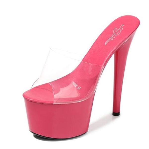 

2021 new women's high-heeled 5-inch summer slippers, super-tall sandals for the evening party and pole dancing heels. molx, Black