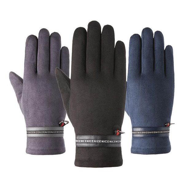 

ltoheyn замша мужская осень и зима матовый и толстые теплые перчатки холодной proof сенсорный экран езда полный перчатки пальцев женщины jll, Blue;gray