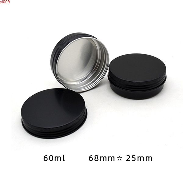 

50pcs 60ml 2oz empty aluminum jars, 60g matte black cosmetic cream lotion bottles makeup metal tins igh quatity