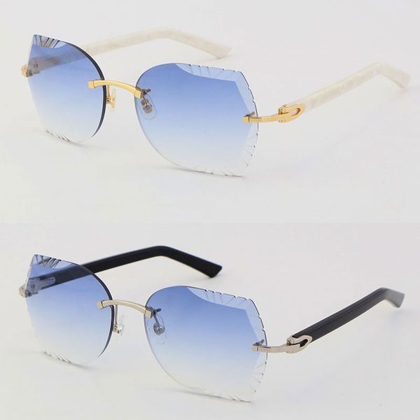 Yeni Moda Vintage Metal Rimless Mermer Tahta Güneş Gözlüğü Popüler C Dekorasyon 8200762 Gözlük Açık havada Gözlük Sürücü Kadın Erkekler Güneş Gözlükleri 18k Çerçeveler