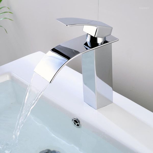 

single handle waterfall spout chrome bath basin sink faucet mixer tap bright silver1808213041