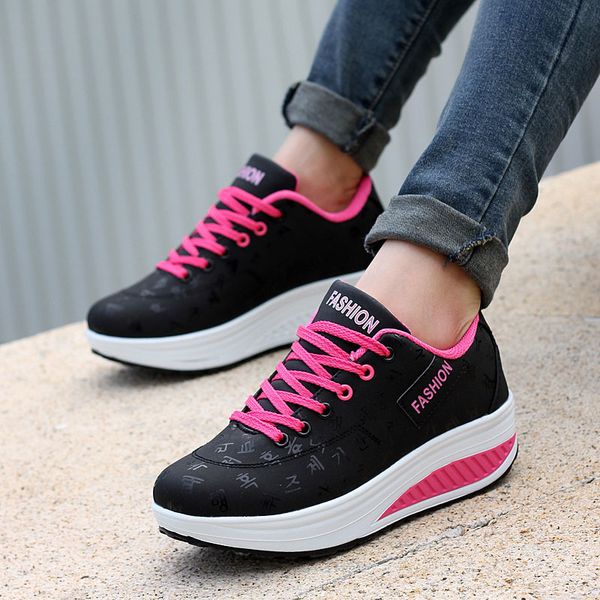 

2020 spring new women platform rocking shoes casual fashionable womens chunky designer sneakers zapatillas con plataforma mujer lj201019, Black;white