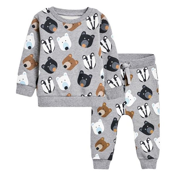 

cotton boys clothing sets thin cartoon animals children clothing sets pants boys autumn clothing suits baby boys outsuits lj201202, White