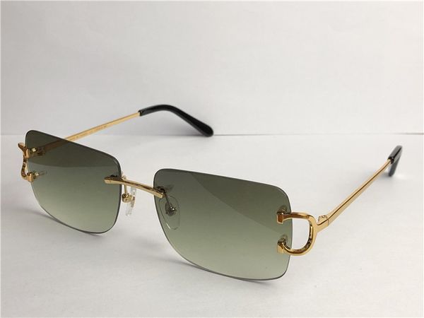 

new vintage sunglasses 0104 men design small framless square shape retro sunglasses uv400 lens gold light color lens, White;black