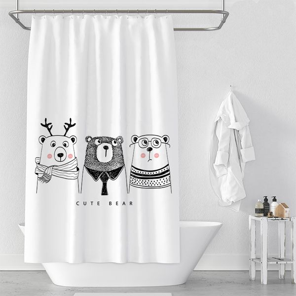 

cartoon bear shower curtains nordic waterproof bathroom shower curtain 100% polyester digital print bathroom curtains for home decoration