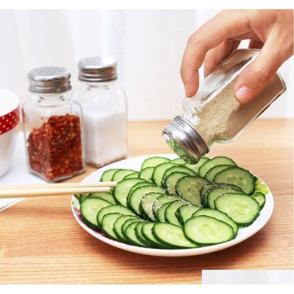 

1x practical kitchen herb&spice tool square glass connt bottle pepper shakers outdoor barbecue salt shake jllonn allguy