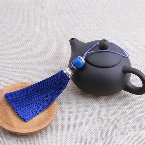 

5pcs pure color polyester with beads tassel pendant chinese knot tassel diy handicrafts curtain garment sewing accessories h jllfhq