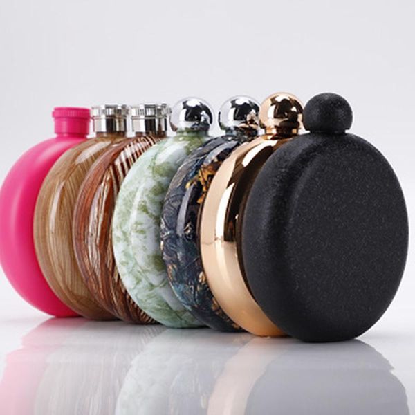 

wine pot 5 oz round bottle portable russian special shaped stainless steel marble pattern hip flask