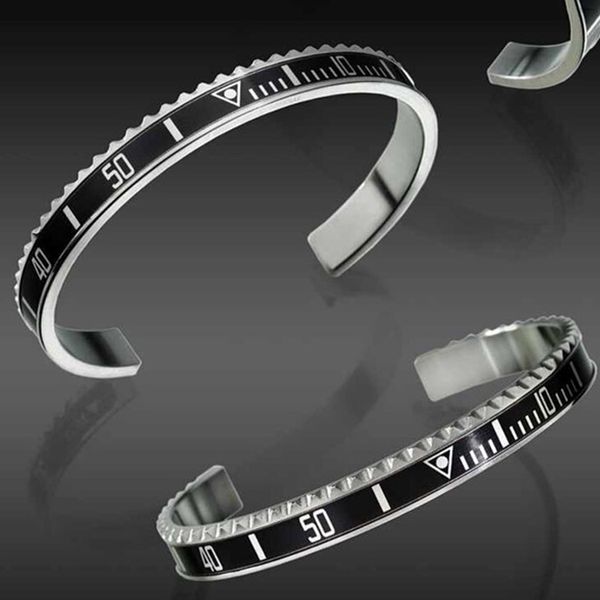 

luxury fashion watches style cuff bracelet stainless steel mens jewelry fashion party bracelets for women men with retail box, Black