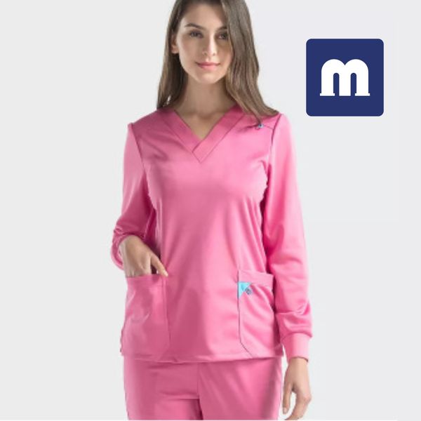 

medigo-074 women's two piece pants women scrubs +pant men hospital uniform surgery scrubs shirt short sleeve nurse uniform pet grey&#03, White