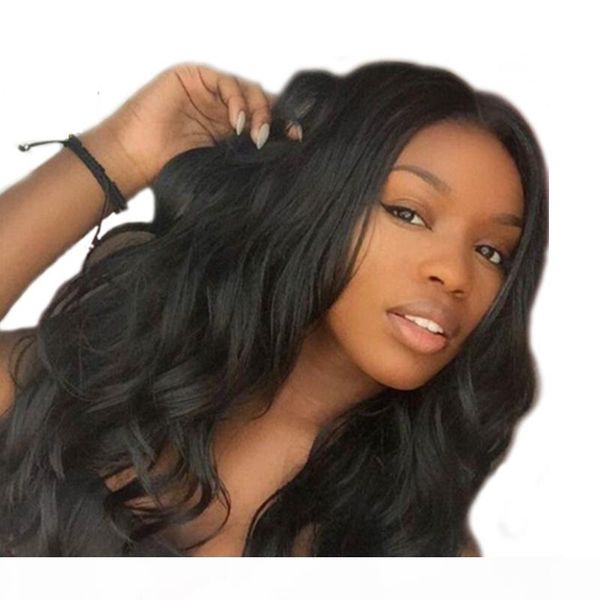 

2019 density pre plucked full lace human hair wigs for women black brazilian glueless full lace body wave wig, Black;brown