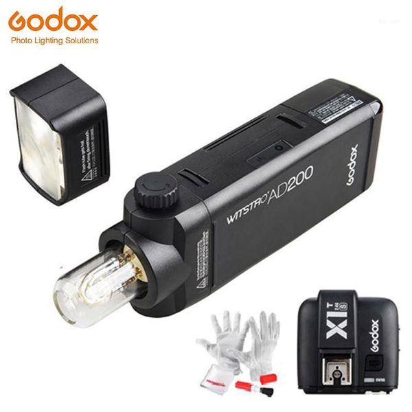 

godox ad200 200ws 2.4gl flash strobe 1/8000 hss monolight 2900mah battery with bare bulb head & speedlite fresnel flash head1