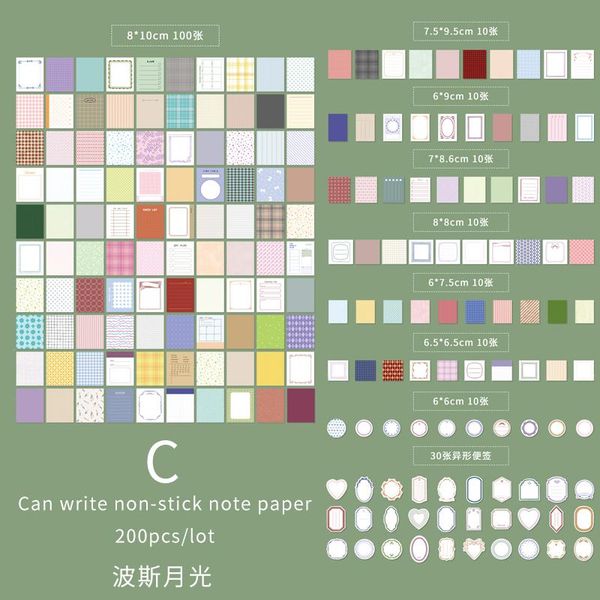 

200pcs лот kawaii блокнот writable сыпучие лист бумаги канцелярские украшения скрапбукинг офис школа 2020 memo pad закладки wmteia