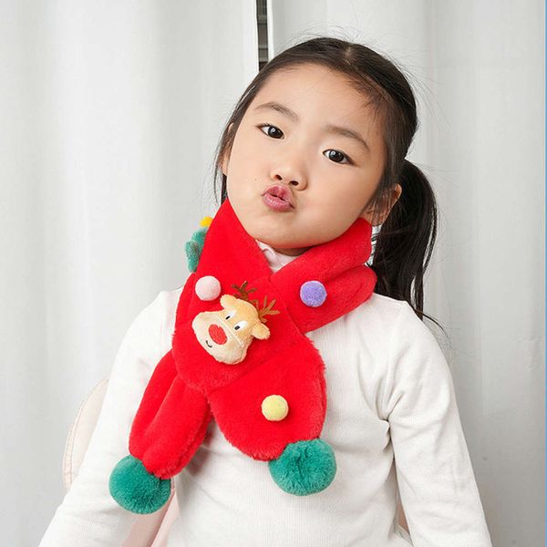 

and plush cute boys cartoon girls christmas warm neck winter children's cross fawn scarf mvxy, Red;brown