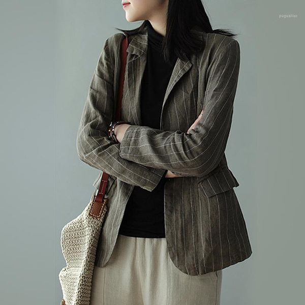 

casual striped women blazers spring new loose linen jackets office ladies patchwork small suit coat elegant female work blazers1, White;black