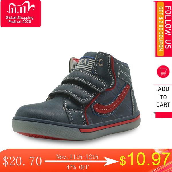 

apakowa kids shoes boys spring fall fashion high-pu leather outdoor sport children's comfortable ankle boots eur 21-26, Black;red