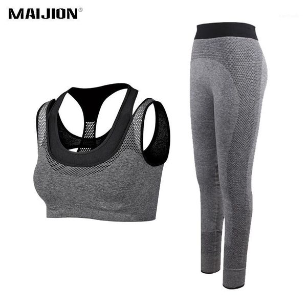 

running sets maijion women breathable yoga bra&sports pants suits,gym workout athletic quick dry elastic fitness sportswear1, Black;blue