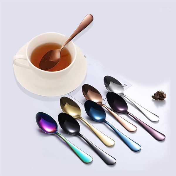 

1pc mini spoon stainless steel cutlery set unique rainbow dessert spoon gold spoons small coffee for party1