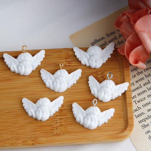 

charms 5-10 pcs /lot cute white cupid wing angel 3d resin baby for women girl diy jewelry pendant eardrop earrings accessory, Bronze;silver