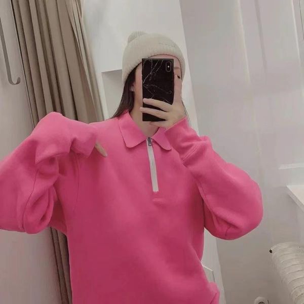 

women's hoodies & sweatshirts 2021 fall winter women hoodie long-sleeved lapel plus fleece lining loose pullover men and same style swe, Black