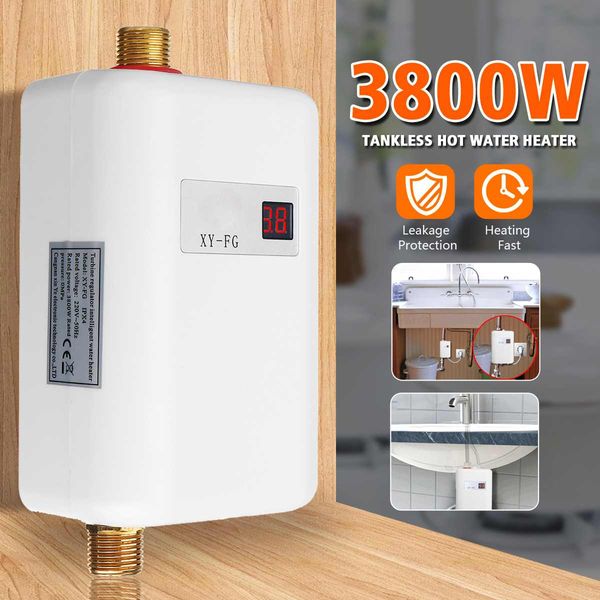 

3800w electric water heater instant tankless water heater 220v 3.8kw temperature lcd display heating shower heater universal ing