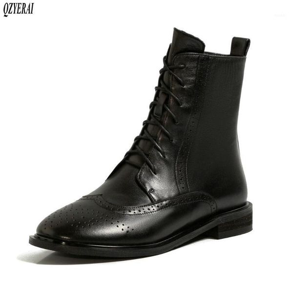 

boots qzyerai riding female genuine leather black brown women's autumn and winter shoes size 34-401