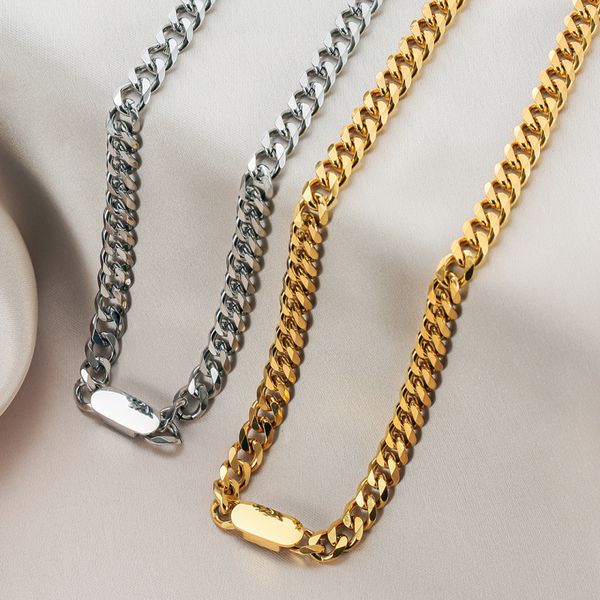 

colorfast gold silver plated cuban link chain necklace for cool women