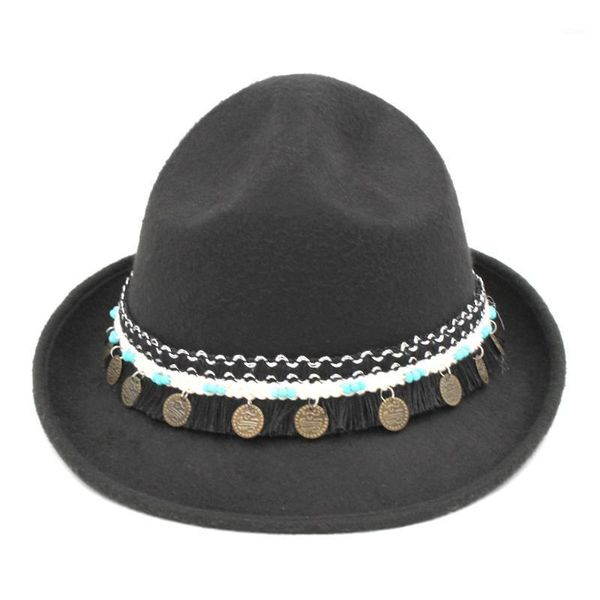 

mistdawn fashion wool blend fedora trilby hat caps canada canadian mountie ranger hat tassel braided ribbon1, Blue;gray