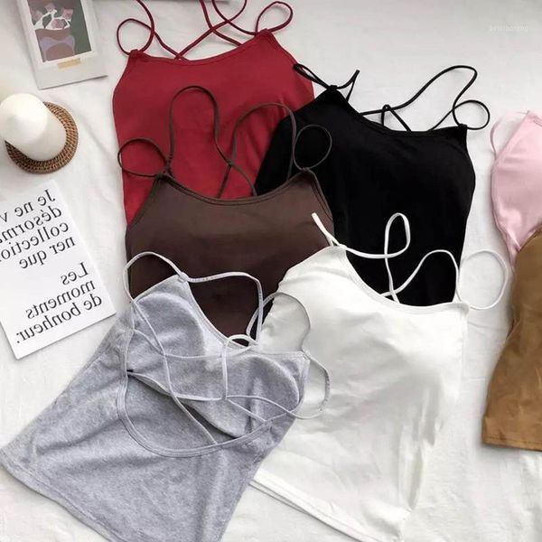 

new summer cross halter camisole short navel tank wx041, White