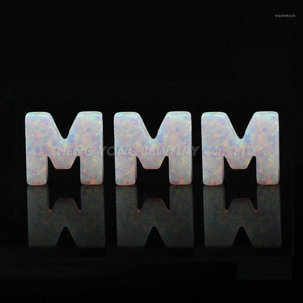 

Free Shipping M Shape Letter Pendant Stone Man-Made Japan White Opal OP171