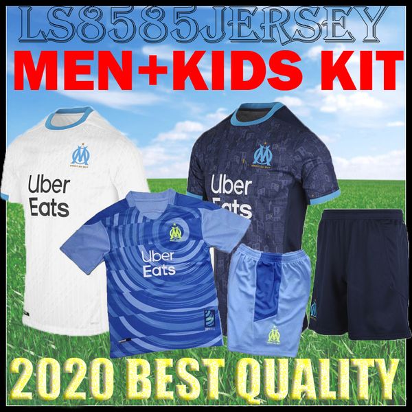 

kids kit 20 21 olympique marseille third soccer jersey payet .gustavo thauvin balotelli maillotde foot om 2021 marseille football shirts, Black;yellow