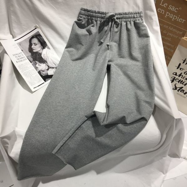 

simple solid straight pants women summer loose casual sweatpants new 2020 fashion student style girls wide leg pants c1018, Black;white