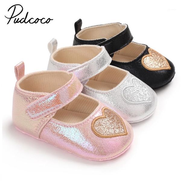 

pudcoco toddler baby girls heart patchwork shoes pu leather shoes soft sole crib spring autumn first walkers 0-18m1
