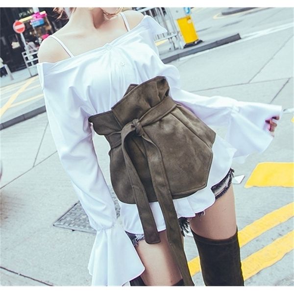 

new lace up wide belt slim belts corset women cummerbunds women's fashion accessories bowknot wide bind waist closure y200501, Black;brown